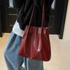 Yogodlns New Women Large Capacity Trendy Tote Handbag Solid Color Stylish Bucket Bag Soft Commuting Bag Ladies Fashion PU Shoulder Bags