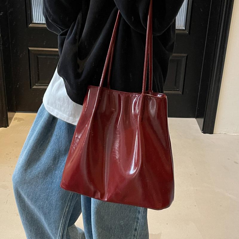 Yogodlns New Women Large Capacity Trendy Tote Handbag Solid Color Stylish Bucket Bag Soft Commuting Bag Ladies Fashion PU Shoulder Bags