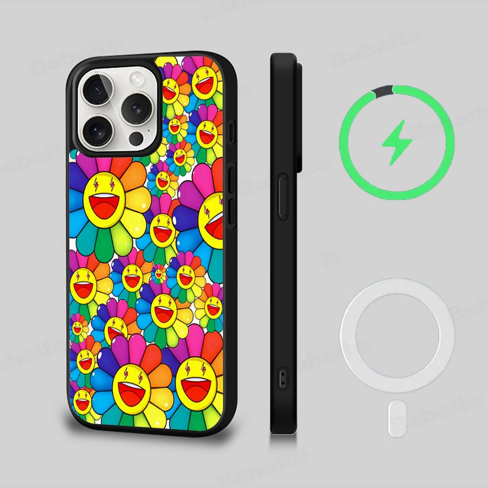 Japonský Artisti M-murakami T-takash Art Barevný Magnetický Kryt Pro iPhone 17 16 14 13 15 Pro Max Bezdrátové Nabíjení Kryt Telefonu