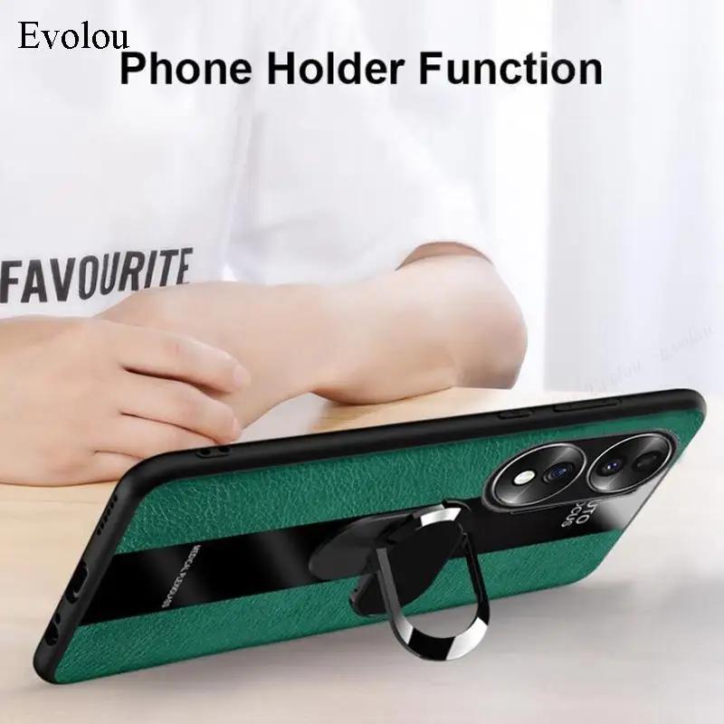 Plexiglas PU-Leder Hülle Für Huawei Honor 70 lite 5G 60 50 SE 90 80 200 Smart Magnetischer Metallring Halter stoßfest Weiche Abdeckung