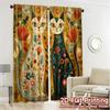 Flat Printing Jit Curtains Without Rod Floral Feline Duo Popular Window Treatment Semi Sheer Set Of 2 Made Polyester