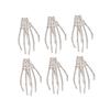 Skeleton Hand Hair Clip Punk Rock Horror Rhinestone Bone Hair Barrette Claws for Halloween Party Cosplay Gifts Silver