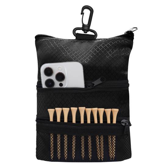 Golf Ball Bag with Waist Clip 3 Pockets Waterproof Nylon Golf Ball Tee Tools Accessories Organizer Pouch Holder Men Women Golf Enthusiasts Gift