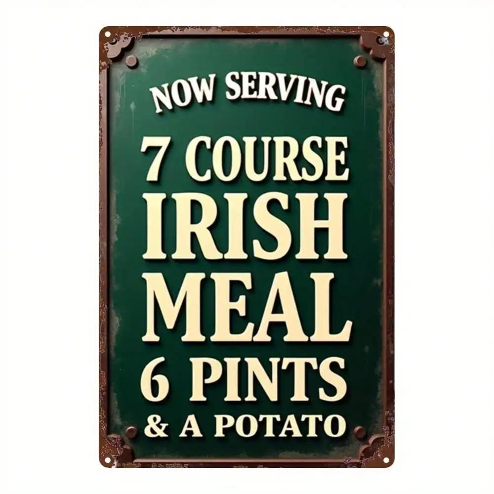 Vintage Irish Pub Metal Wall Sign 8x12 Inch Rustic Golden Lettering Home Bar Kitchen Decor