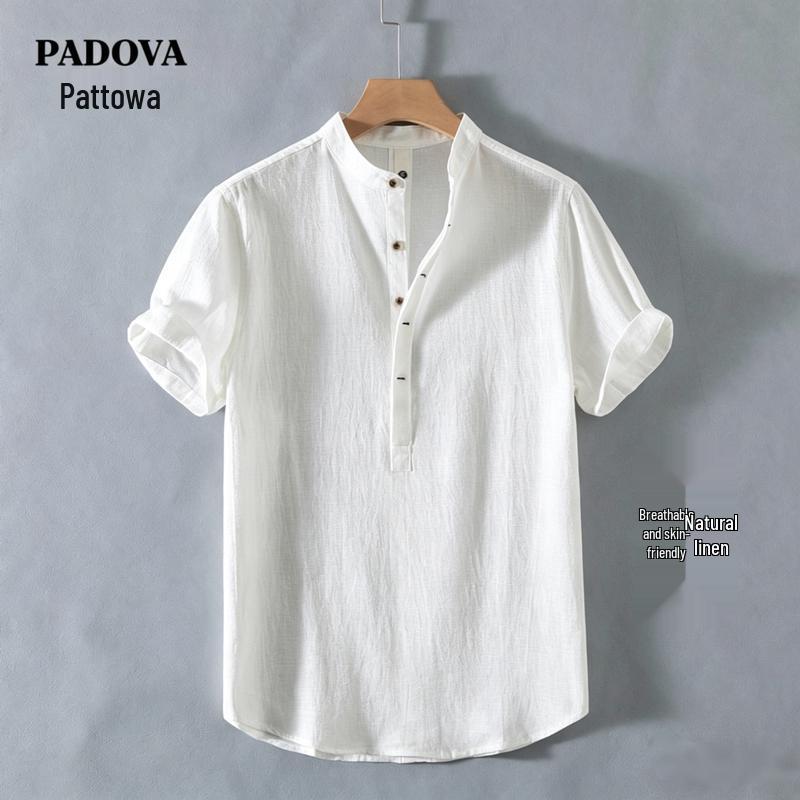 Men s Casual Linen Blend Short Sleeve V-Neck T-Shirt M