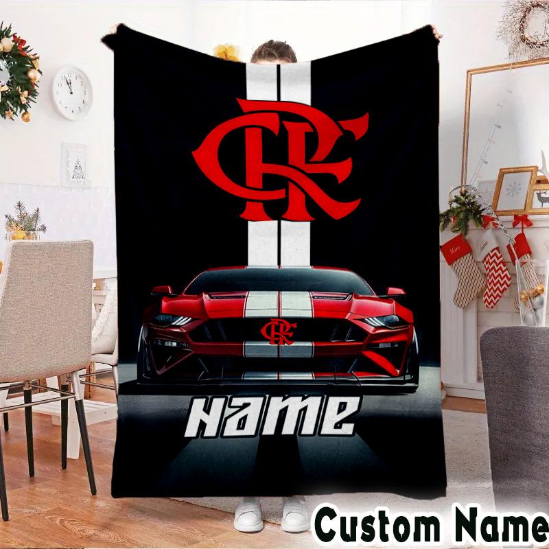 Custom Name Spirit Flamengo Throws Blanket Flannel Blankets for Couch Bed Gifts for Men Women Picnic Blanket Christmas Fan Gifts