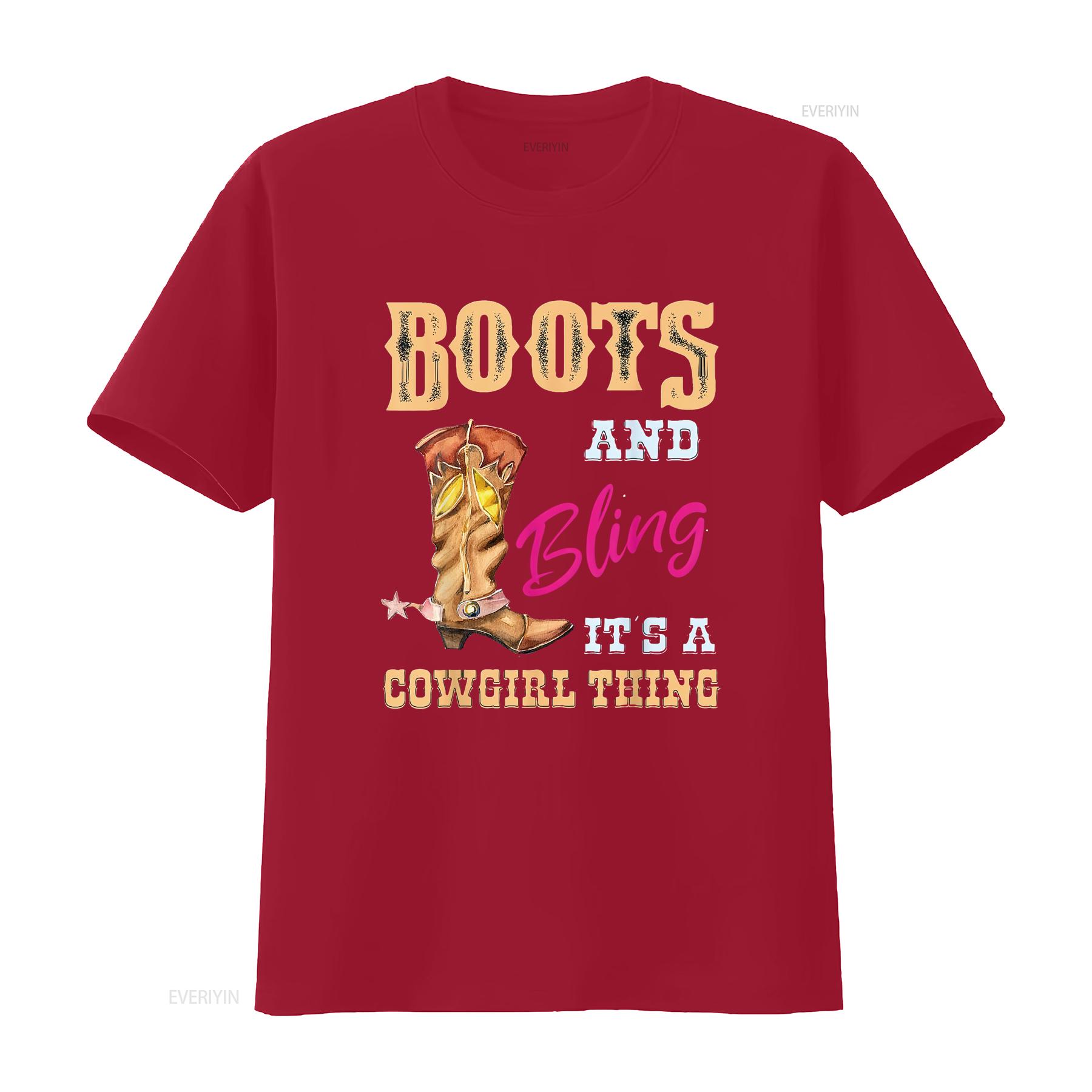 Girls Boots Bling Its A Cowgirl Thing Cute Horseback T Shirt vintage Washed Comfortable Unisex designer clothes Casual S