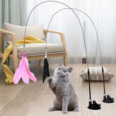 With Super Suction Cup Detachable Cats Toys 80CM Long Pole Interactive Toy Bite-resistant with Bell Kitten Toys Cat Accesorios
