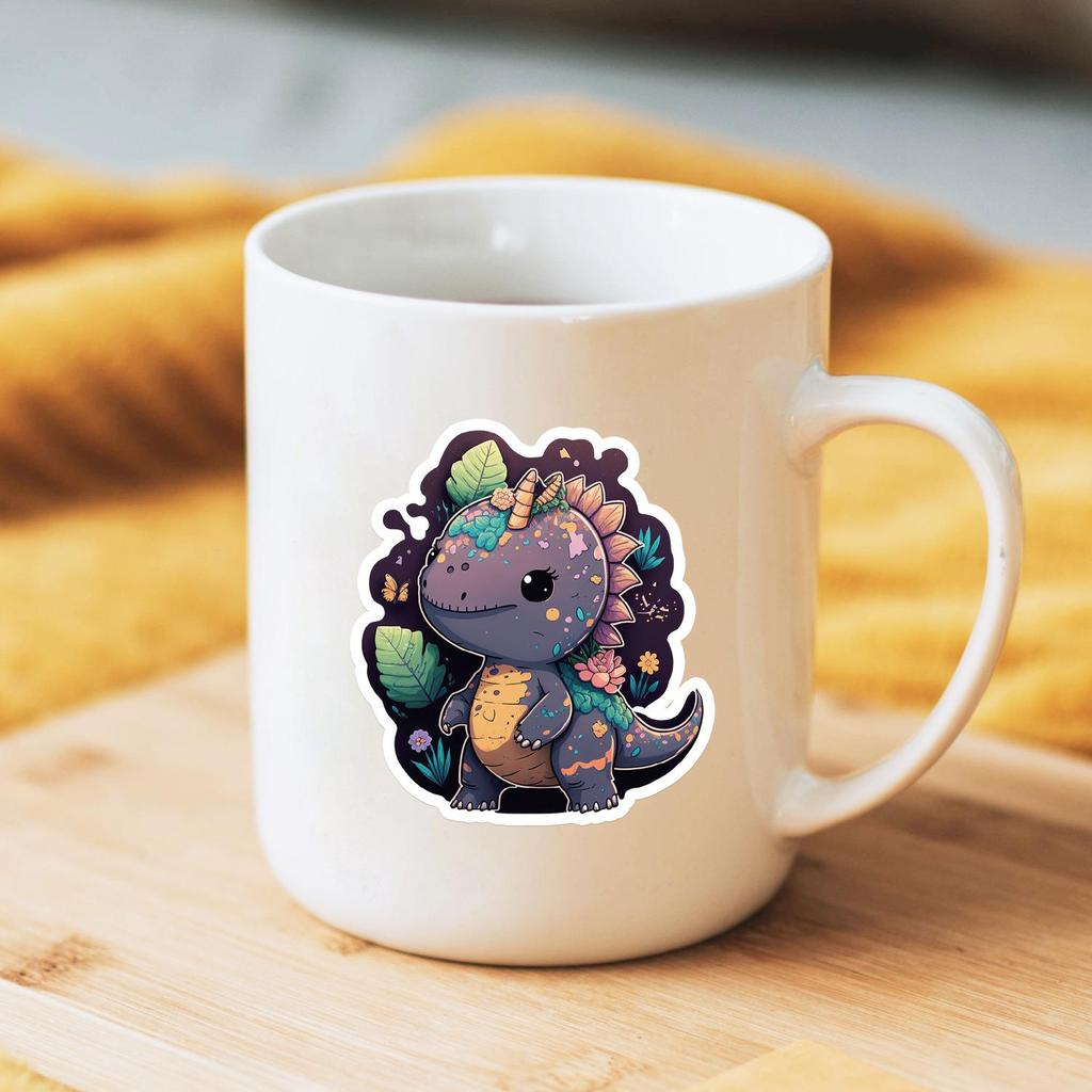 50 Unique Cute Dinosaur Stickers: Waterproof Decals for Water Bottles, Phones, and Kids' Journals.