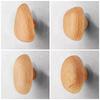 Solid Wood Handle Clothes Hook Coat Hook Wall-mounted Hook Punch-free Door Clothes Hanger Pebble Shape Cabinet Door