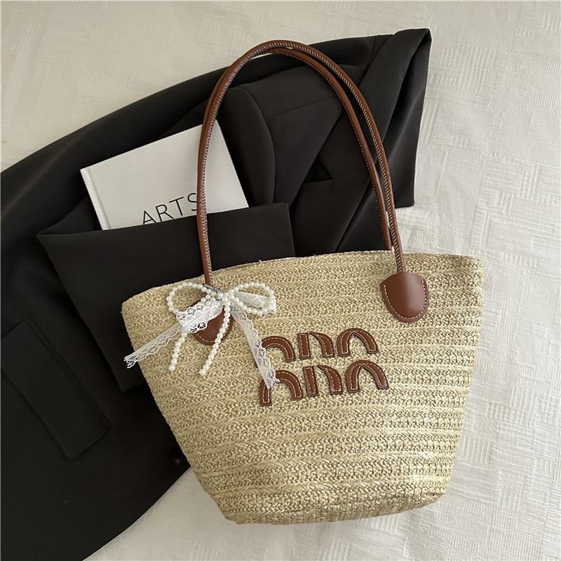 Beach Tide Niche Casual Women's Spring Commuting Large-capacity Straw Woven Bag Women's Shoulder Tote Bag