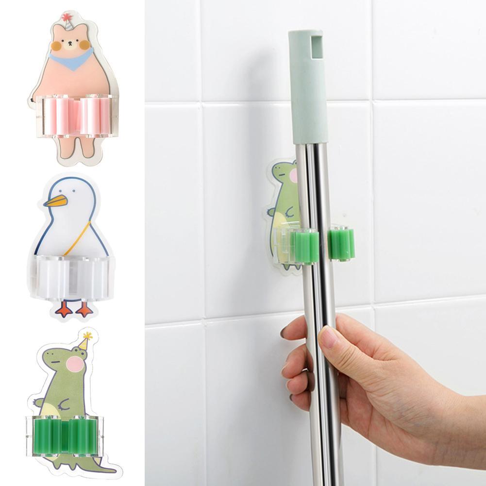 Adhesive Multi-Purpose Hooks Wall Mounted Mop Organizer Broom Hook Holder Hooks Rack Brush Strong Kitchen Hanger Bathroom