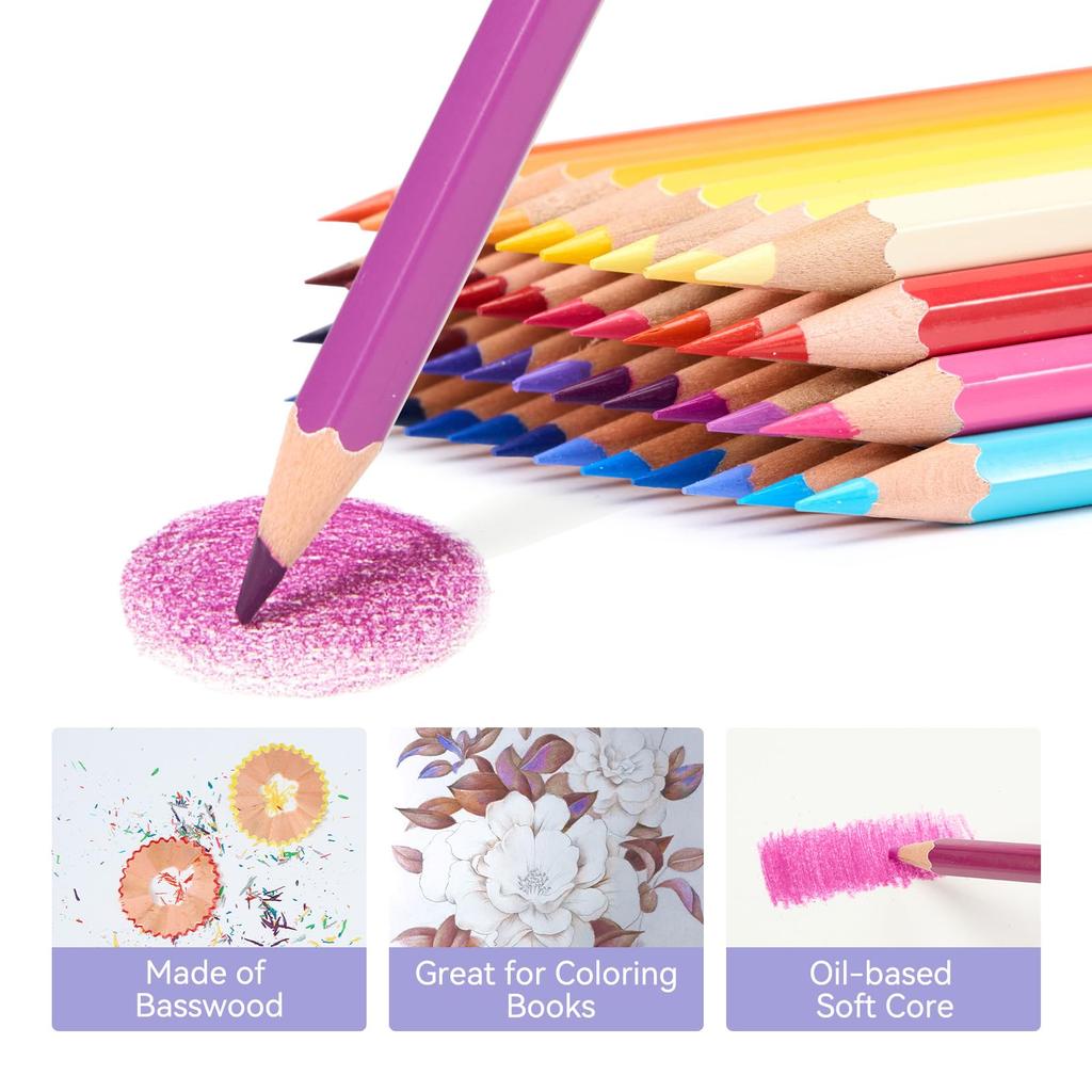 ARRTX 120 Soft Core Oil Colored Vivid and Blendable Perfect for Sketching and Great for Beginners and Hobbies Pencils, Colors, Drawing, Shading,