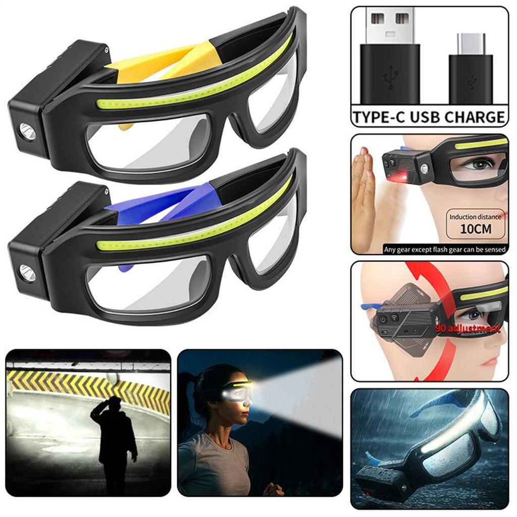 Headlamp Transparent Glasses Goggles WaveSensor Control LED Light Night Vision Glasses for Cycling Fishing Repair