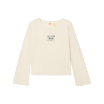 Levis Casual Simple Comfortable Knit Crew Neck Long Sleeve T-Shirt Women Tops 0052A-0000