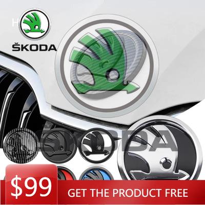 For 8/9/10cm Upgrade Your Skoda ABS Emblem Car Front Hood Badge Rear Trunk Sticker For Skoda S Logo Octavia RS Superb MK2
