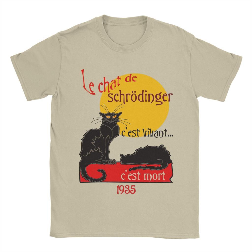 Schrodinger's Cat Physics Science T Shirts for Men Cotton Vintage T-Shirts Crewneck  Tee Shirt Short Sleeve Tops Gift Idea