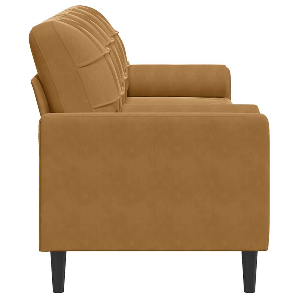 3 Seater Sofa with Decorative Cushions Brown 210 Cm Velvet