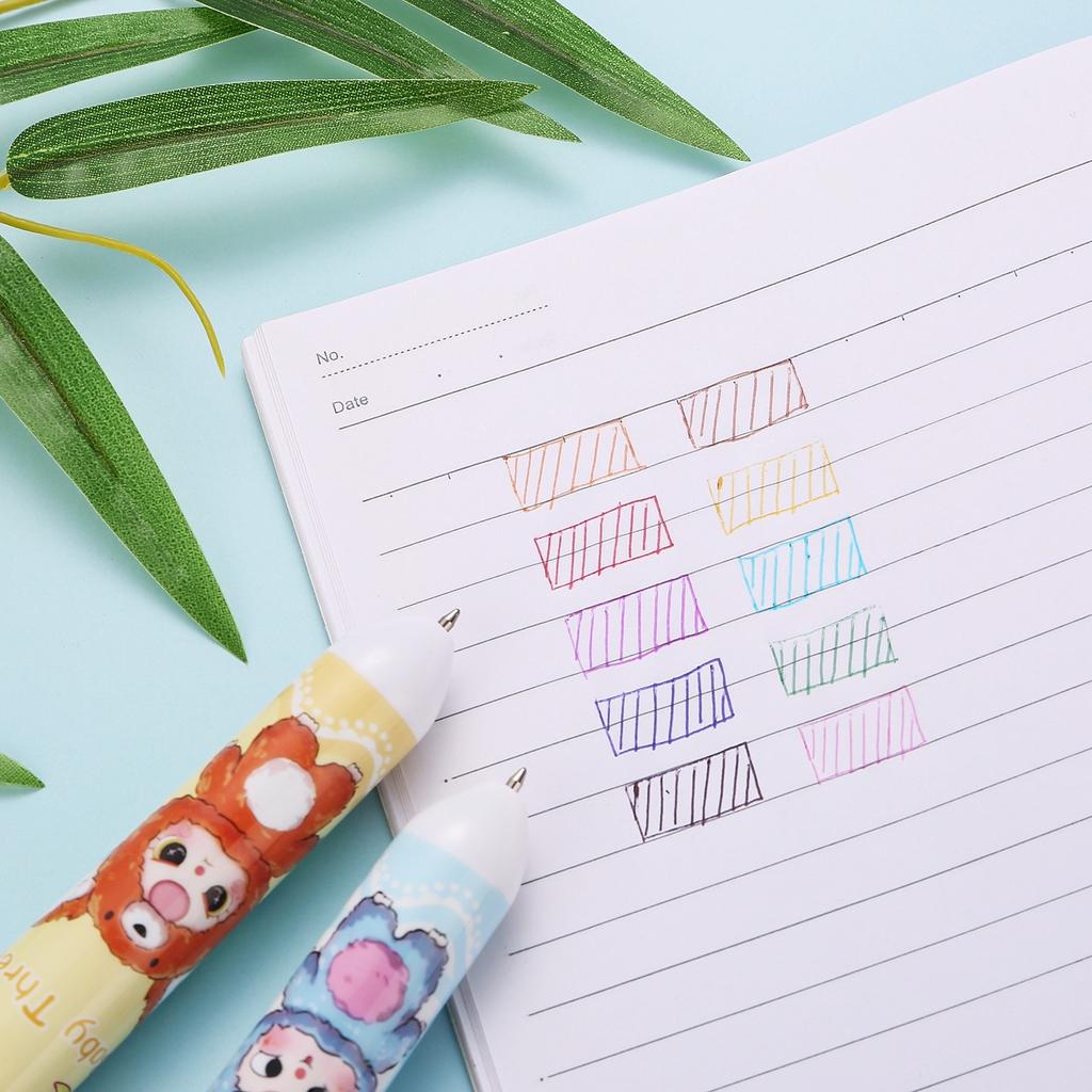 10Pcs Cartoon Doll Ten Color Ballpoint Pens with Smooth Writing Are Suitable for Office Work, Problem Solving, Signature Writing, Diary, Note Taking,