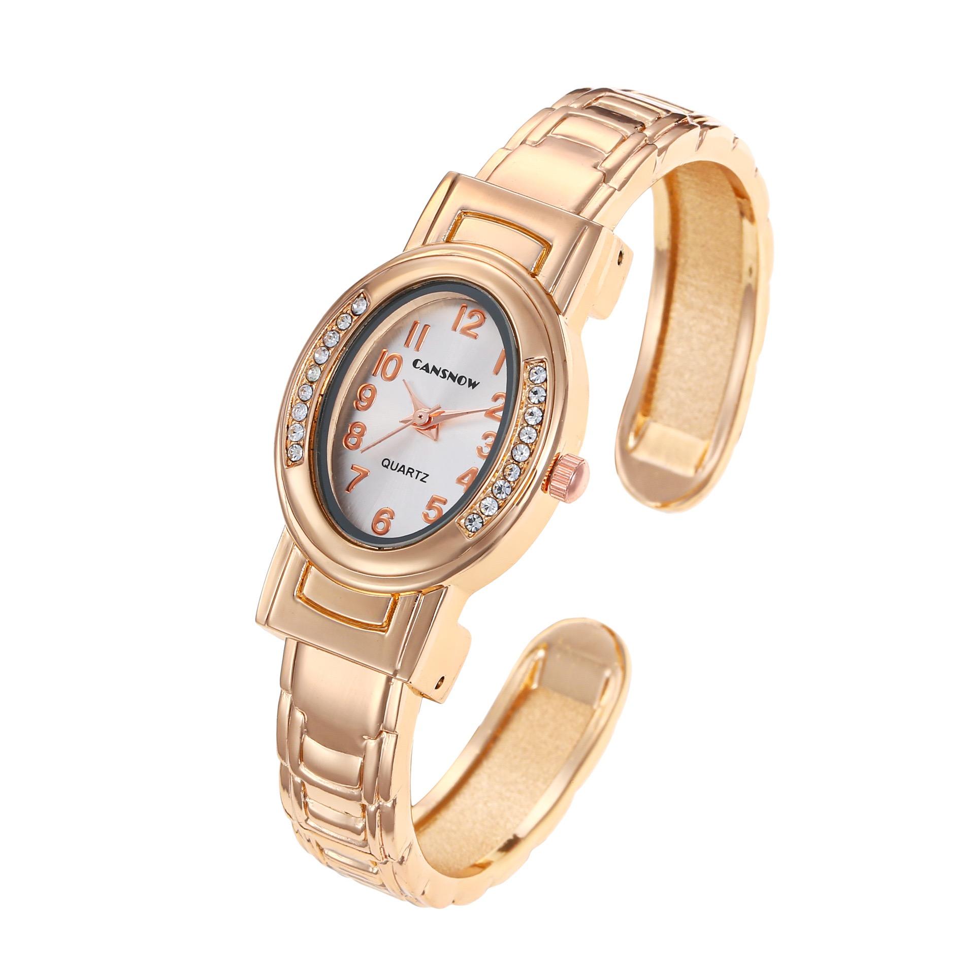 

Женские часы-браслет CANSNOW, модные кварцевые часы с овальным циферблатом, роскошные женские часы ярко-розовый/белый