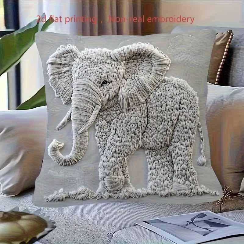 Cute Animal Print Pillow Case: Flat 2D Printing, Not Real Embroidery, Night Sofa Sofa Night Cushion