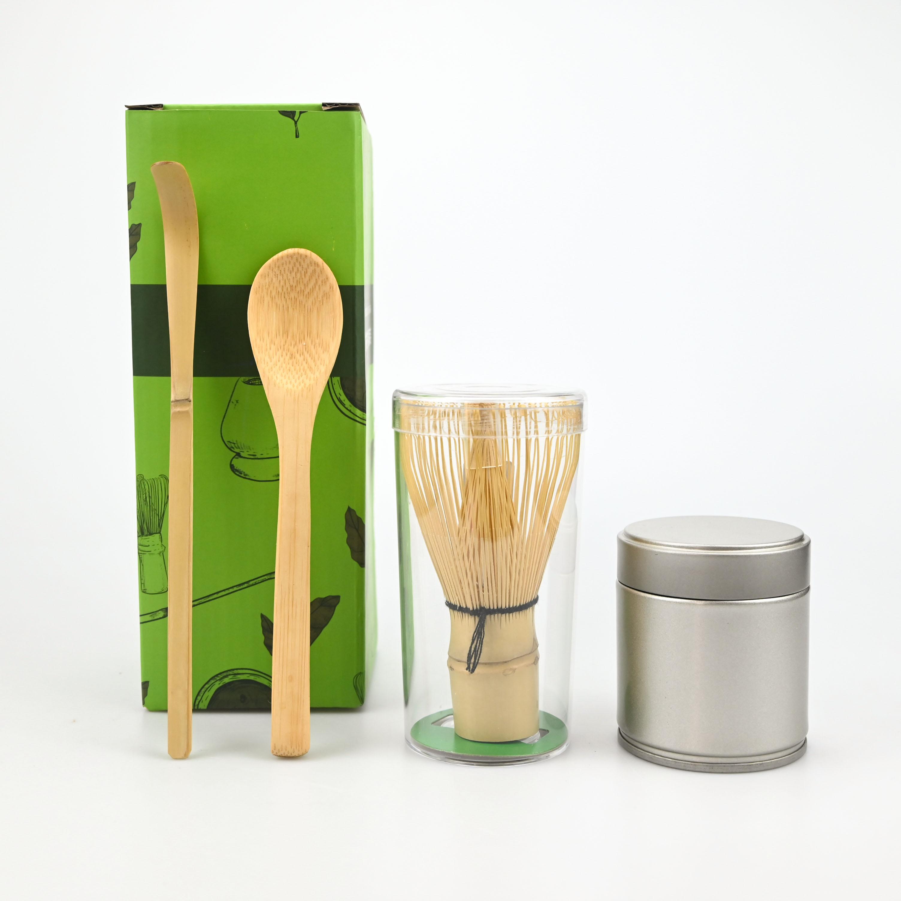 

4 шт./набор Банка для матча в японском стиле Деревянная ложка Изысканная банка для фасовки Идеальный подарок для церемонии Four-piece Set жёлтый