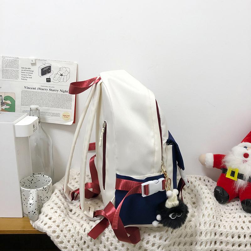 Student Block Color Schoolbag Women's College Style Backpack Large Capacity Backpack