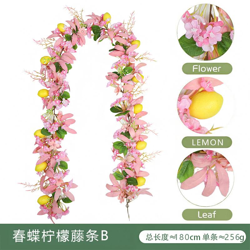 Simulation Spring Vine Cherry Blossom Vine Home Decoration Vine Lemon Fruit Simulation Plant Decoration Simulation Vine