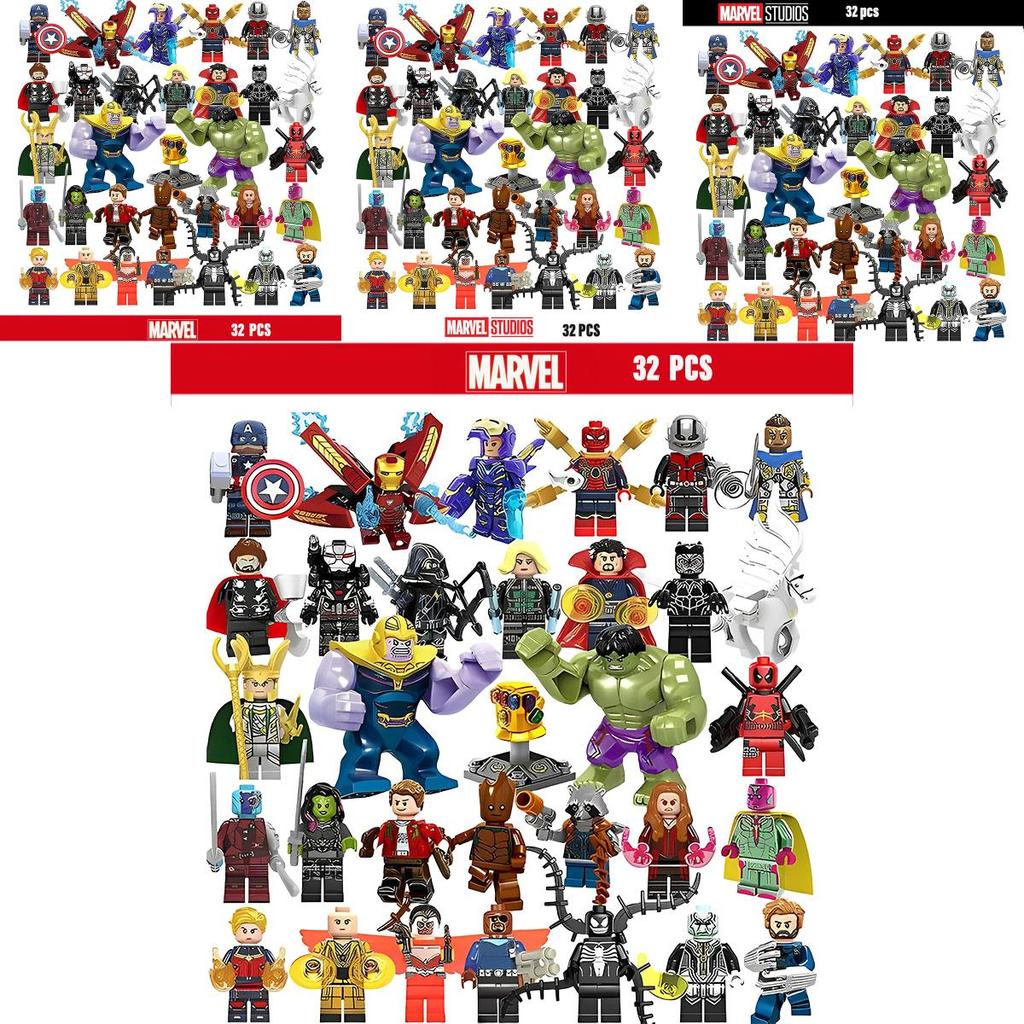 Marvel Superhero Boy Puzzle Building Block Toy Set 32pcs Plastic Material 4.5cm Height