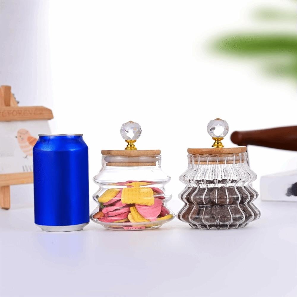 Striped Pattern Tea Sealed Jar Transparent Grains Jar Simple Kitchen Storage Bottle Candy