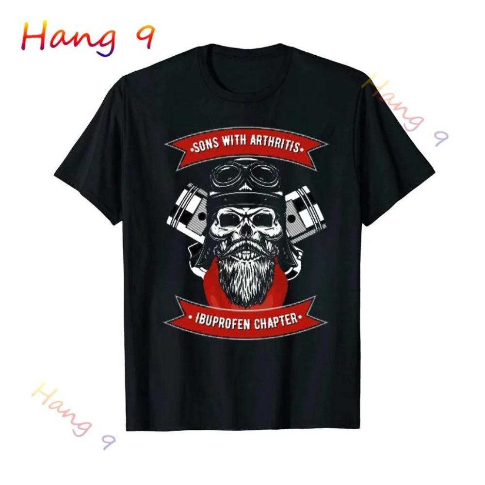 Söhne mit Arthritis Ibuprofen Kapitel Lustige Biker Schädel T Shirt Schwarz Vintage Herren Grafik T Shirts