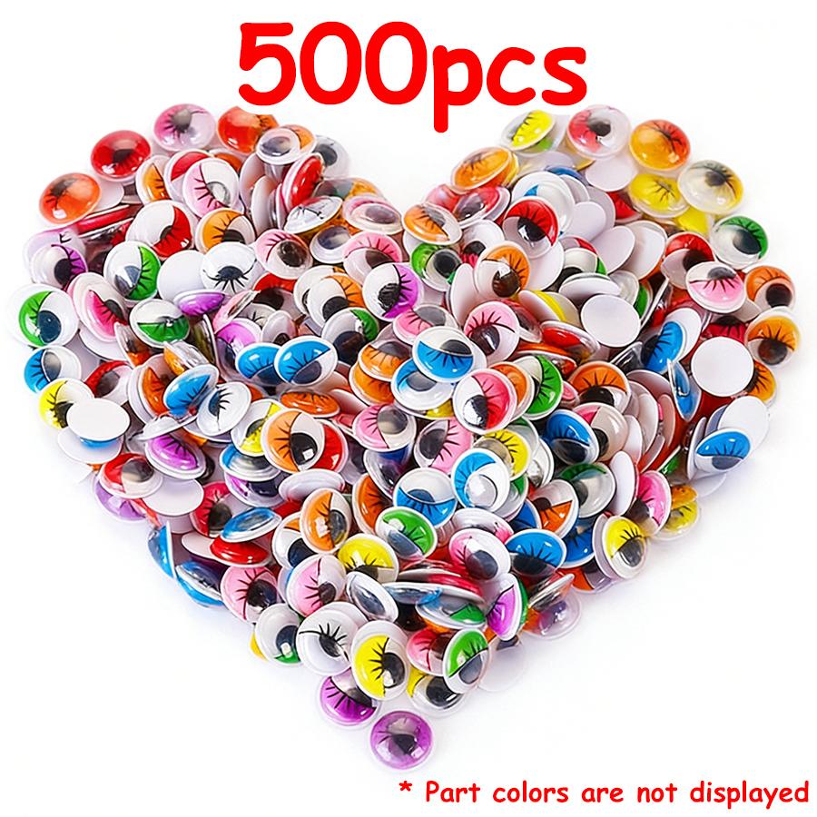 100/300/500pcs Adhesive Wiggle Eyes (0.8-1.5cm) - Colorful DIY Craft Supplies for Doll Making, Handmade Decorations, Scrapbookin