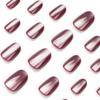 Removable Wearable Purple Cat Eye Short Gem False Nails