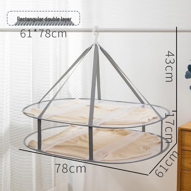 Three-Tier Windproof Folding Sweater Drying Rack Basket