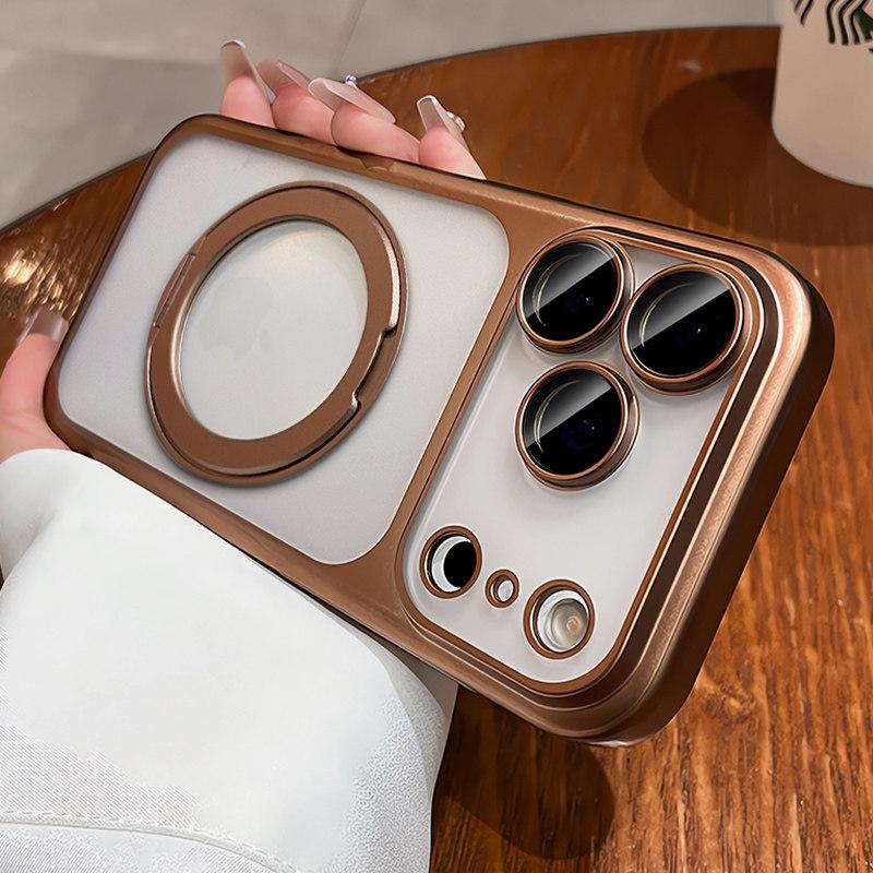 

Rotating Magnetic Bracket Case for iPhone 17 Pro Max: Electroplated Frosted, Drop-Proof Protective Case iPhone 13 Pro Max