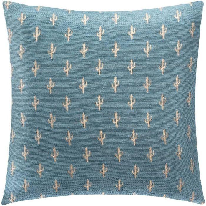 Housse de coussin - Noname - Cactus - 40 x 40 cm - Bleu - Tissu chenille doux