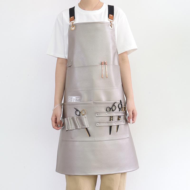 Waterproof PU Leather Apron: Versatile Barber, Coffee Shop, & Pet Grooming Attire with Custom Logo Option