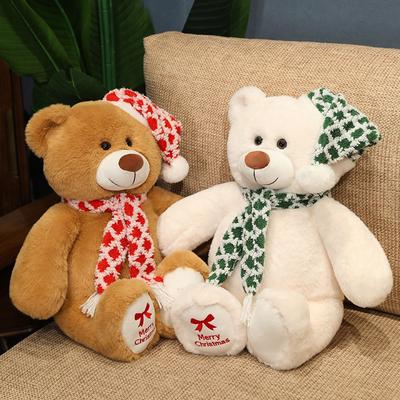 Neue Niedliche Teddybär Puppe Plüschtier Weihnachtsfeier Geschenk Gestrickter Schal Puppe