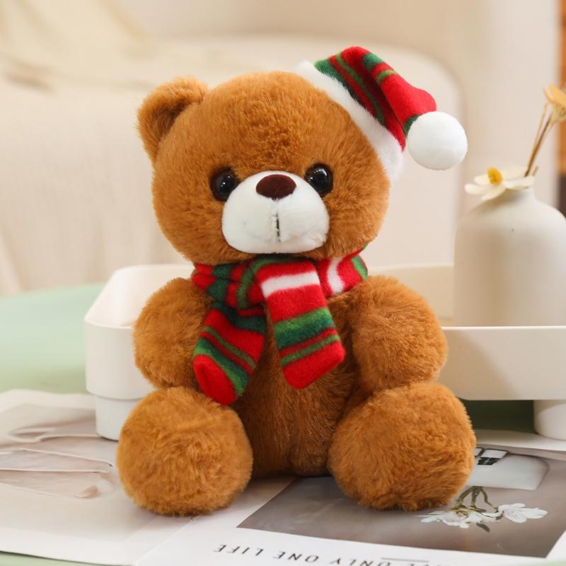 Lovely Cartoon Christmas Scarf Bear Penguin Soft Stuffed Elk Teddy Bear Doll Plush Toy Decoration Girl Boy Kids Christmas Gift