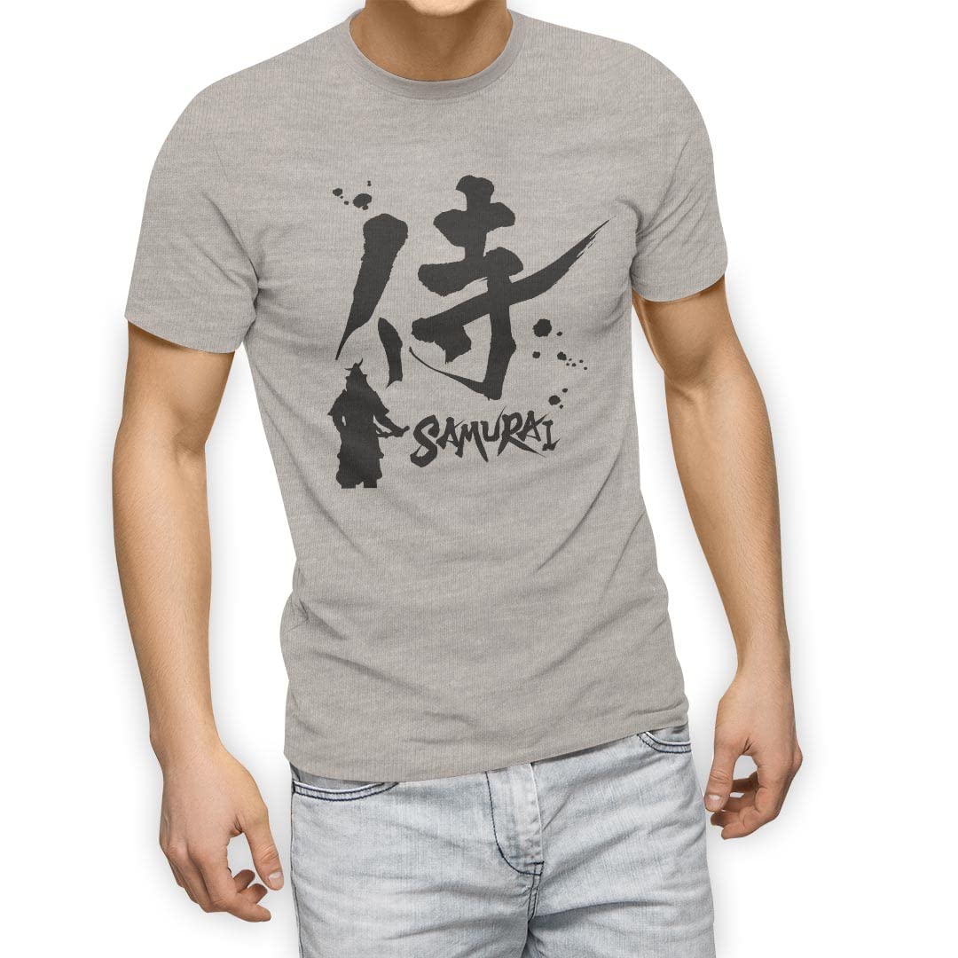 

3XL crew white Samurai [igsticker] Men s T-shirt, size, printed, stylish, neck, gray, t-shirt, 000881, Japanese/Japanese pattern, Japanese, Kanji, сірий колір