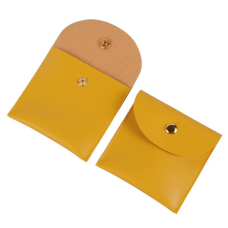 Leather Jewelry Storage Pouch: Dustproof Snap Button Bag for Necklace, Ring, Earring with Print Logo