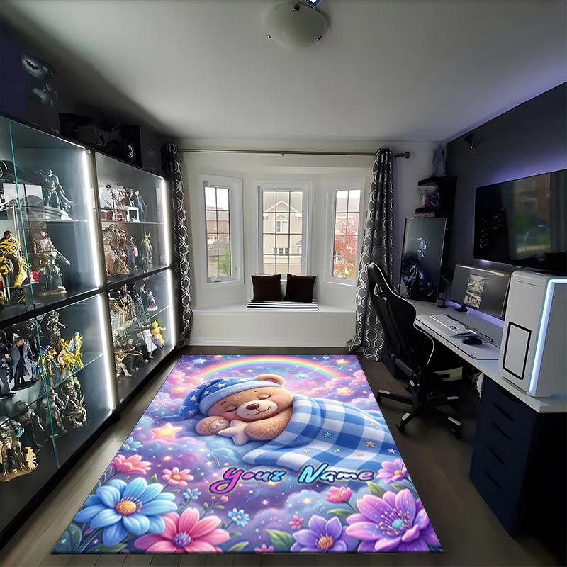 1PC Custom Name Rainbow Dreamscape Theme Floor Mat Ideal for Living Room, Game Rooms, Office, Bedroom,Floor Mat Playful Design
