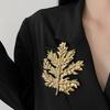 Vintage Long Leaf Pin Corsage Ornament Metal Glossy Brooch Maple Leaf Brooch  Western-style Clothes