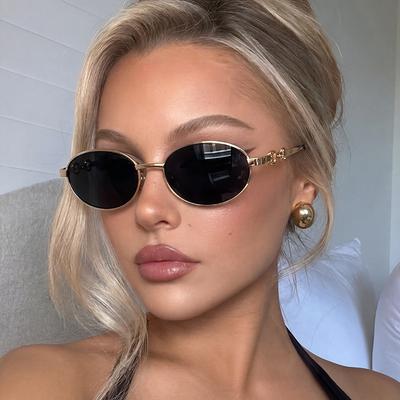 New Oval Sunglasses Women Outdoor Metal Small Frame Sunglasses Men Luxury Designer Glasses Vacation Seaside Anti UV Sunglasses