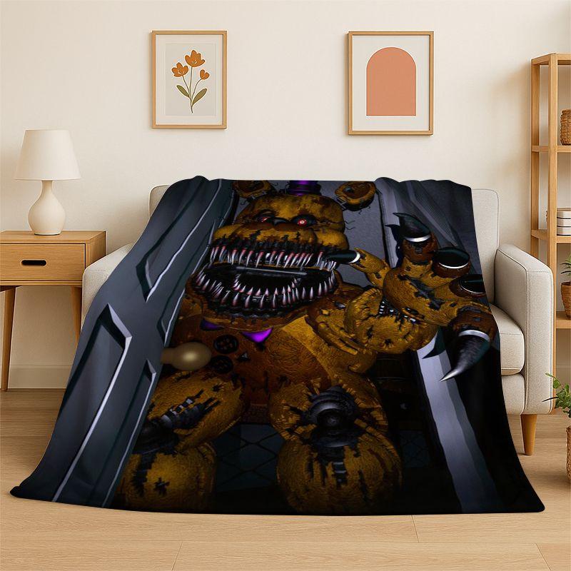 Coperta morbida in flanella F-FNAF Freddy per giochi horror, Coperta calda e accogliente per letto, divano, sofà, camera da letto, soggiorno, viaggi, picnic