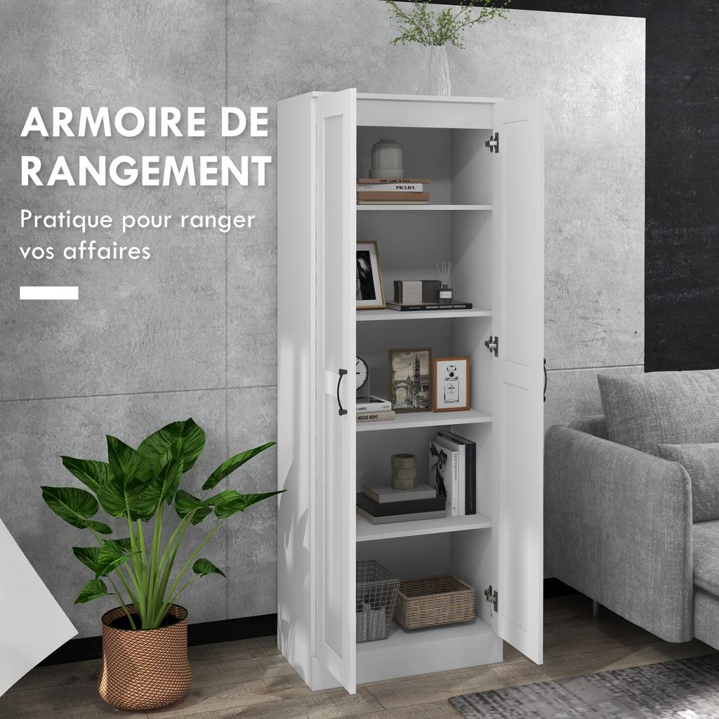 Wardrobe, 2-Door, 5 Shelves, 60 x 36.5 x 175 cm