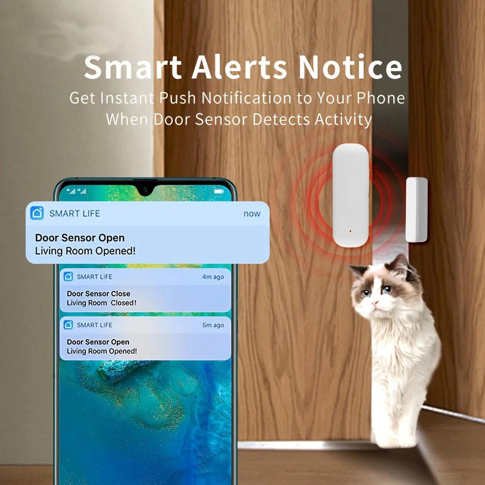Tuya Zigbee Door Window Sensor Smart Security Alarm Open Closed Detectors Home Anti-theft Door Contact Sensor Google Home Alexa