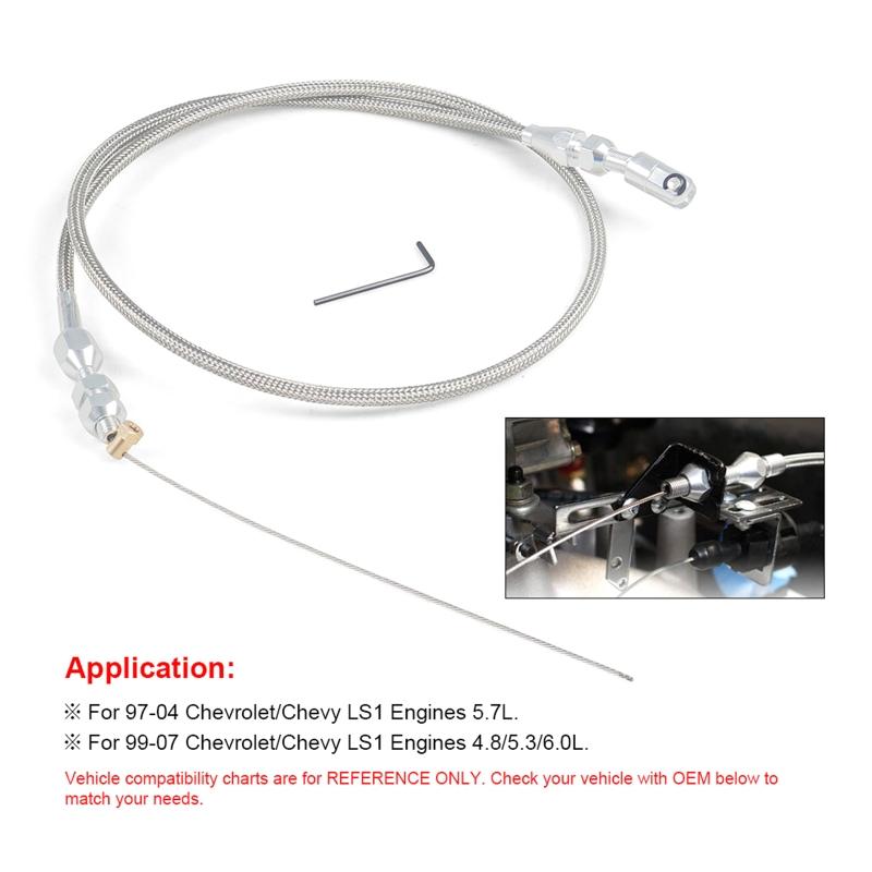 Automotive Throttle Gas Cable Stainless Steel Braided 36'' for 1 Engine 4.8L 5.3L 5.7L 6.0L