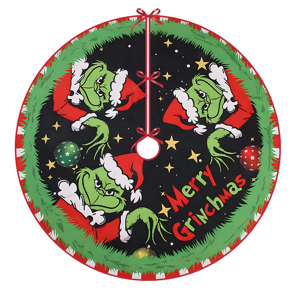 

NEW 1X Christmas Tree Skirt Base Floor Mat Cartoon GRINCH Xmas Party Ornament