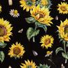 Royal Samt Stoff Polyester Zum Nähen - Motiv Sonnenblumen 2
